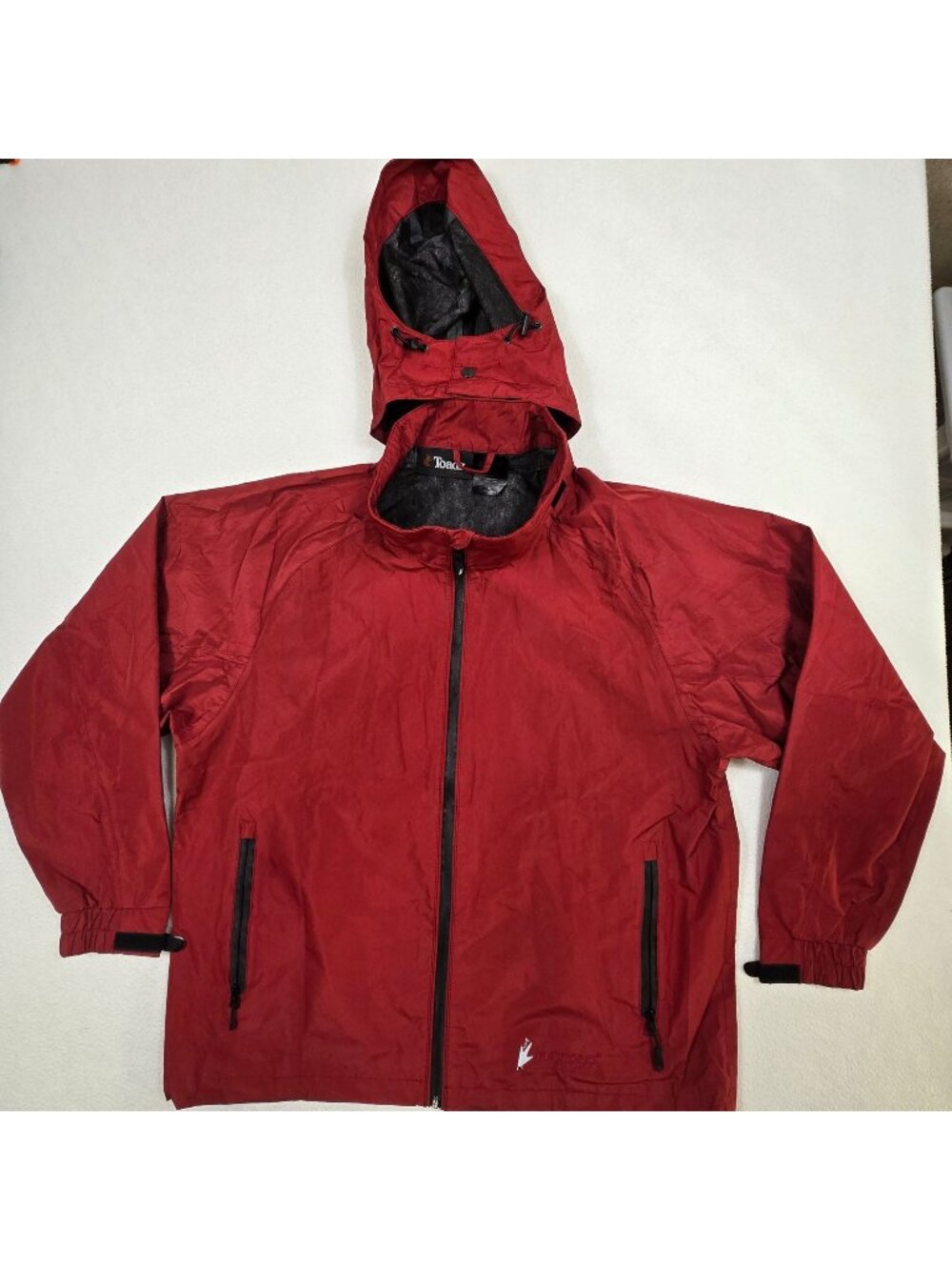 Frogg Toggs Toadz Mens Large Waterproof Red Jacket Detachable Hood Hooded